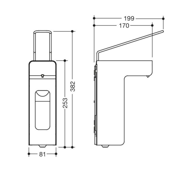 HEWI Compact System 900 Medical Lever Soap Dispenser - Matt Stainless